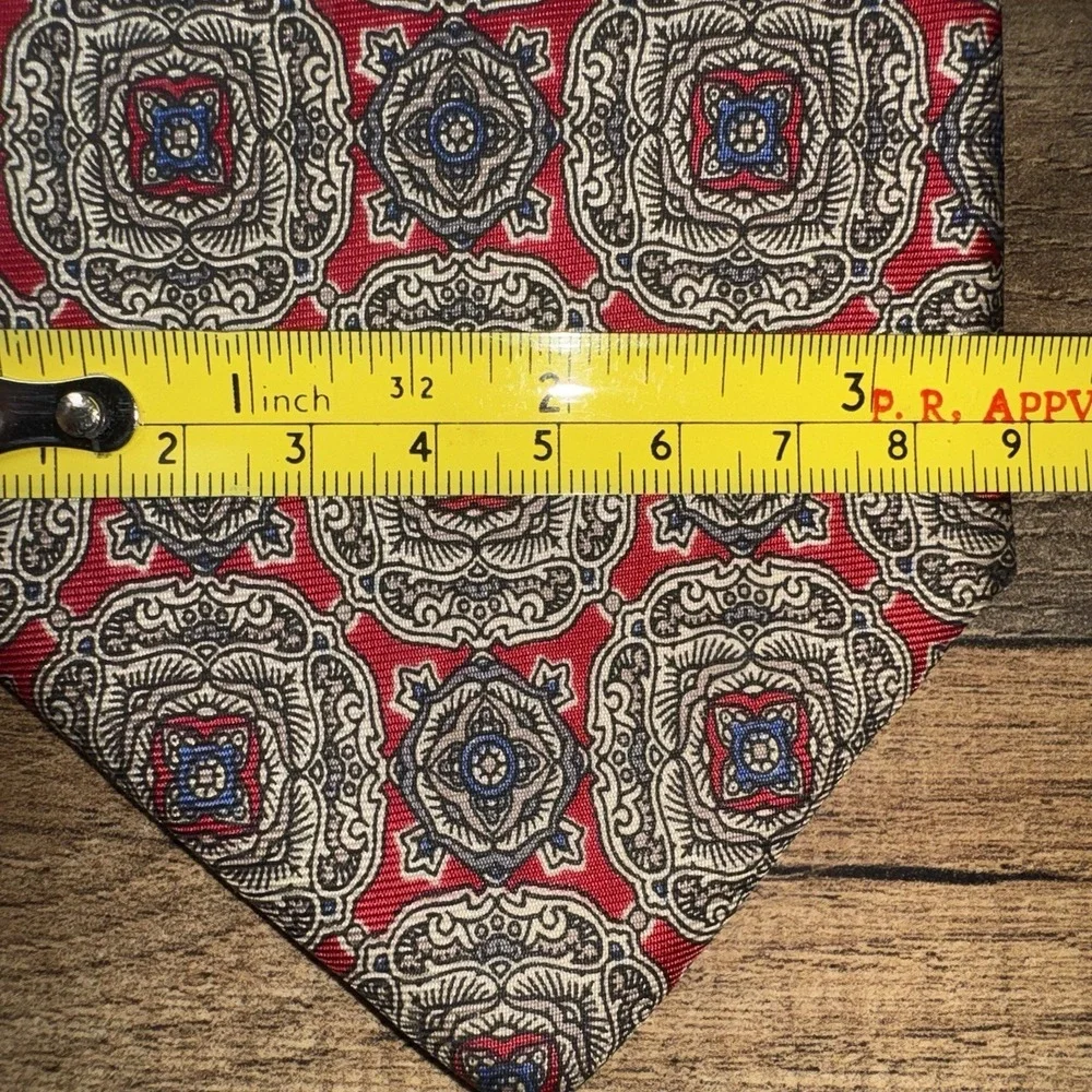 Christian Dior Monsieur Silk Tie Red Blue Geometric Made In USA